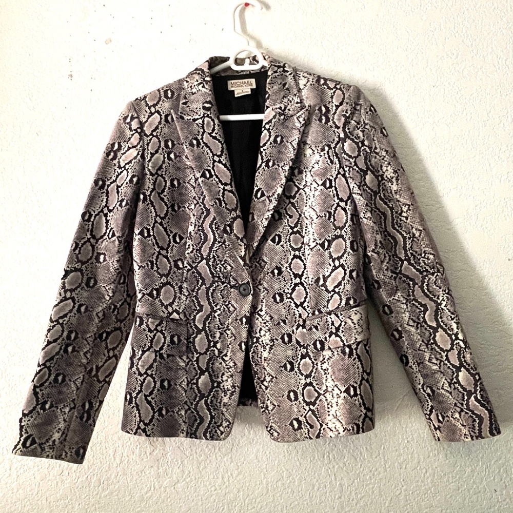 MICHAEL MICHAEL KORS SNAKESKIN ONE BUTTON BLAZER SZ6